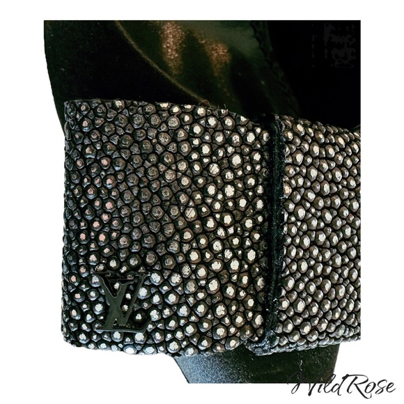 LOUIS VUITTON LIPSTICK PUMPS BLACK SATIN & PEBBLED SILVER LEATHER BOW PUMP 36.5 - Picture 6 of 17